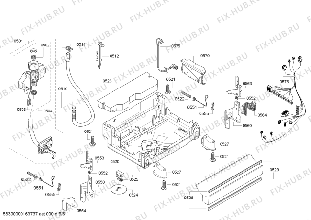Взрыв-схема посудомоечной машины Bosch SMS50D38EU SilencePlus - Схема узла 05