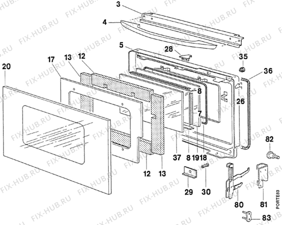 Взрыв-схема плиты (духовки) Electrolux EK6430/1 - Схема узла Door 003