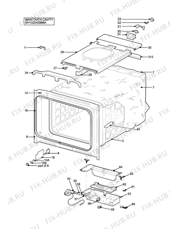 Взрыв-схема плиты (духовки) Electrolux EOG6330WN - Схема узла H10 Main Oven Cavity (large)