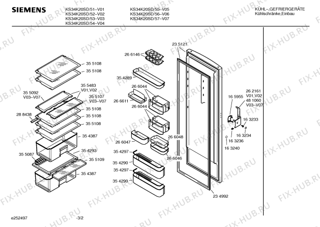 Взрыв-схема холодильника Siemens KS34K20SD - Схема узла 02
