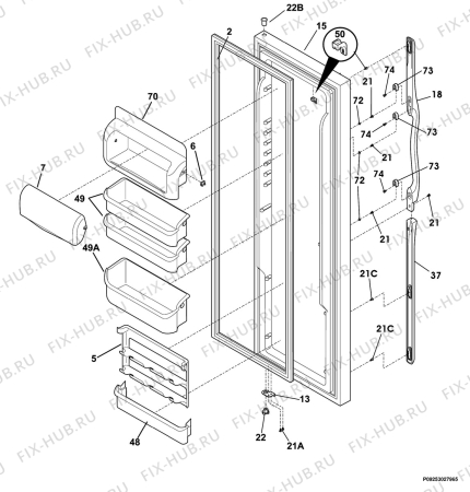 Взрыв-схема холодильника Electrolux ERL6296W10 - Схема узла Refrigerator door