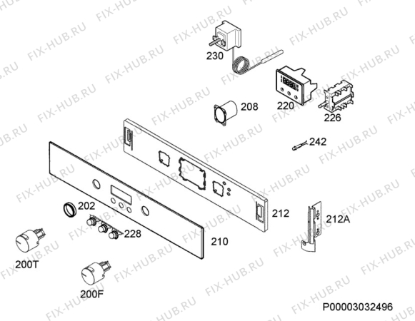 Взрыв-схема плиты (духовки) Zanussi ZOB483W - Схема узла Command panel 037