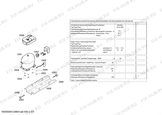 Взрыв-схема холодильника Bosch KGV36X42 - Схема узла 03