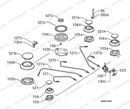 Взрыв-схема плиты (духовки) John Lewis JLBIGH702 - Схема узла Functional parts 267