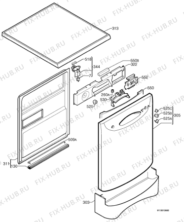 Взрыв-схема посудомоечной машины Rex IZZI AZZ - Схема узла Door 003