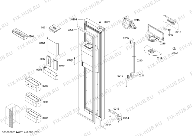 Взрыв-схема холодильника Bosch KAD63P70TI - Схема узла 02