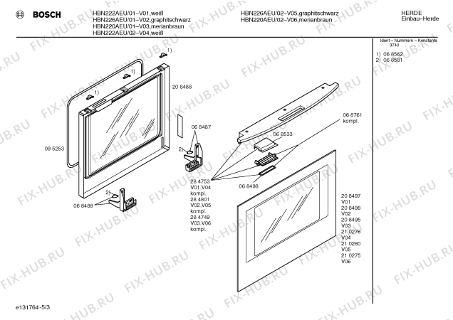 Взрыв-схема плиты (духовки) Bosch HBN226AEU - Схема узла 03