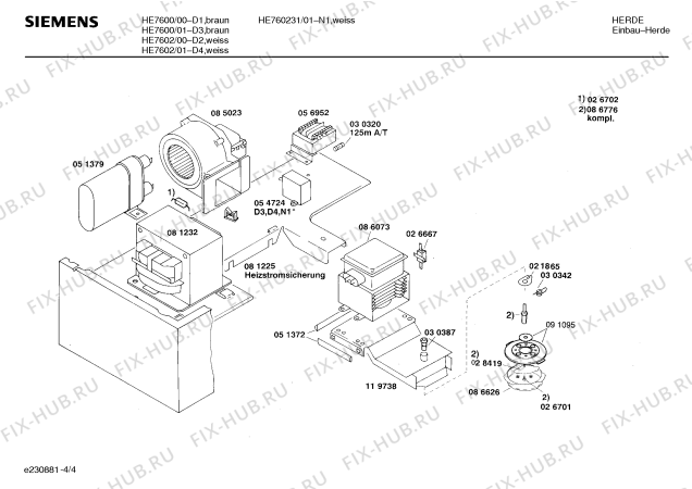 Взрыв-схема плиты (духовки) Siemens HE7600 - Схема узла 04