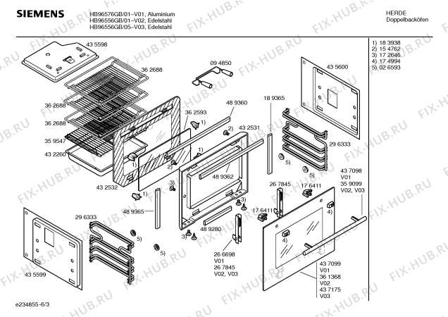 Схема №4 HB95054 с изображением Планка для плиты (духовки) Siemens 00362038