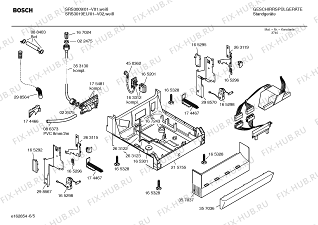 Схема №5 SRS4002GB с изображением Инструкция по эксплуатации для посудомоечной машины Bosch 00525567