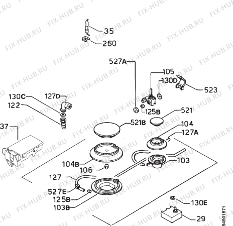 Взрыв-схема плиты (духовки) Zanussi ZAF20GW - Схема узла Functional parts 267