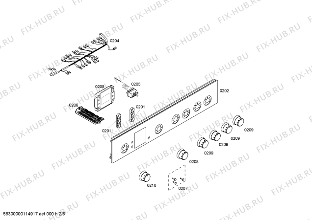 Схема №6 HSV744020N с изображением Панель управления для духового шкафа Bosch 00447181