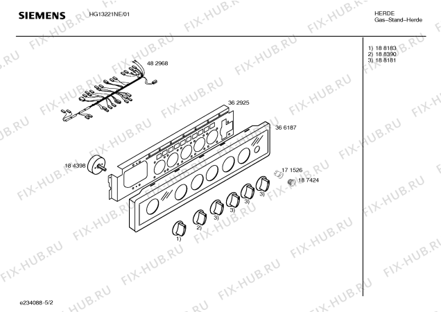 Взрыв-схема плиты (духовки) Siemens HG13221NE Siemens - Схема узла 02