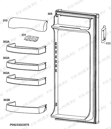 Взрыв-схема холодильника Ikea UFC213/18 00151131 - Схема узла Door 003