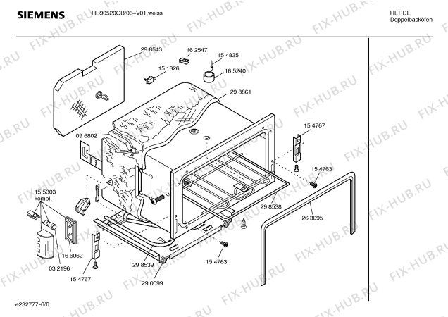 Схема №5 HB90520GB с изображением Панель управления для электропечи Siemens 00299201