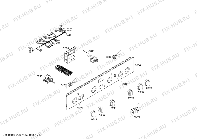 Схема №3 HM64D210T с изображением Панель управления для плиты (духовки) Siemens 00670256