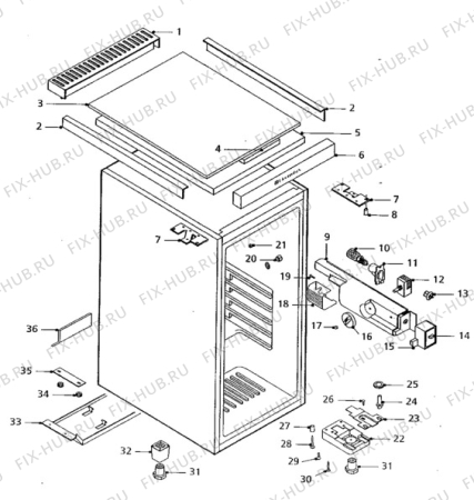 Взрыв-схема стиральной машины Electrolux ER1242T/F - Схема узла Cabinet + armatures