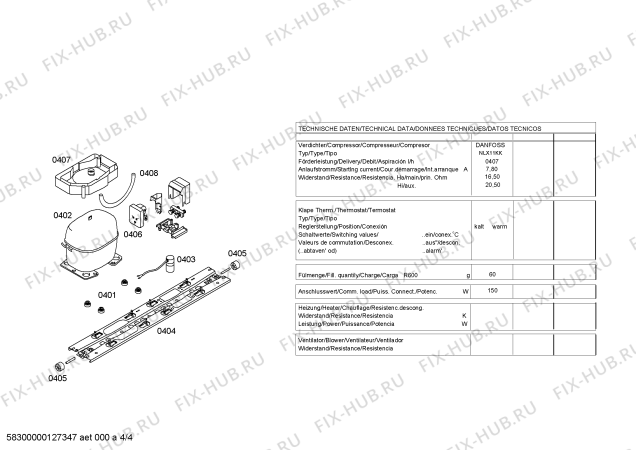 Взрыв-схема холодильника Bosch KGN46A40 - Схема узла 04
