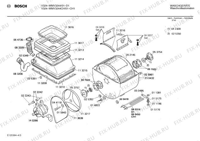 Схема №2 0722044630 V3414 с изображением Уплотнитель для стиральной машины Bosch 00014803