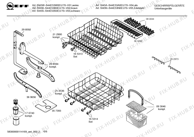 Схема №6 S44E33N1EU с изображением Инструкция по эксплуатации для посудомоечной машины Bosch 00691830