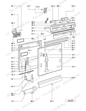 Схема №2 ADG 934/1 IX с изображением Обшивка для посудомоечной машины Whirlpool 481245379886