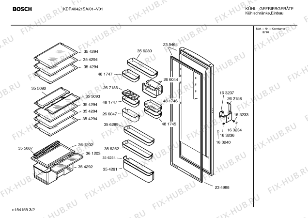 Взрыв-схема холодильника Bosch KDR40421SA - Схема узла 02