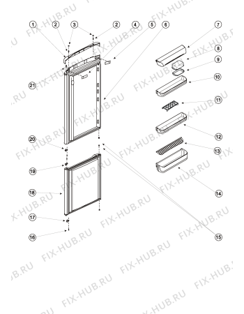 Взрыв-схема холодильника Indesit BH180 (F039207) - Схема узла