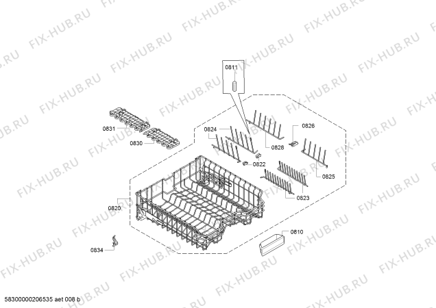 Схема №3 SX858D00PE StudioLine с изображением Корзина для посуды для электропосудомоечной машины Siemens 00777334