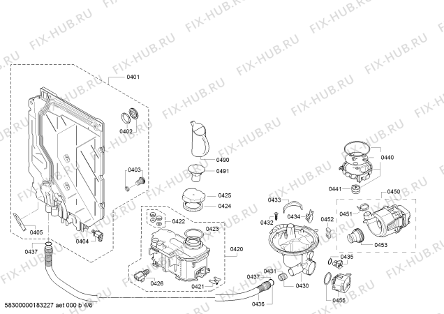 Взрыв-схема посудомоечной машины Bosch SMS53L88EU SuperSilence - Схема узла 04