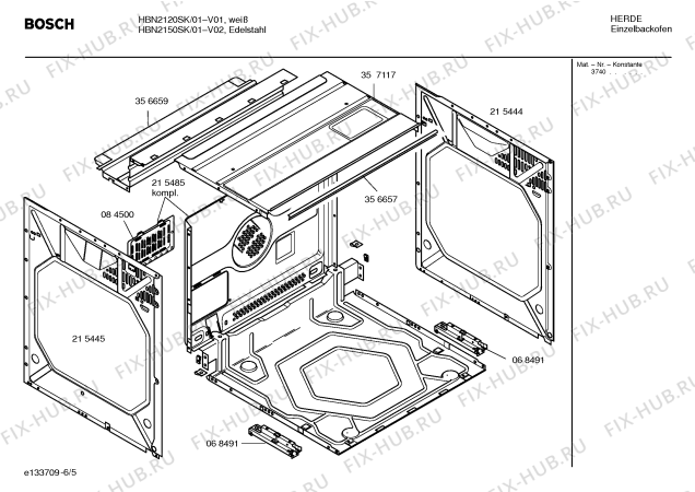 Взрыв-схема плиты (духовки) Bosch HBN2150SK - Схема узла 05