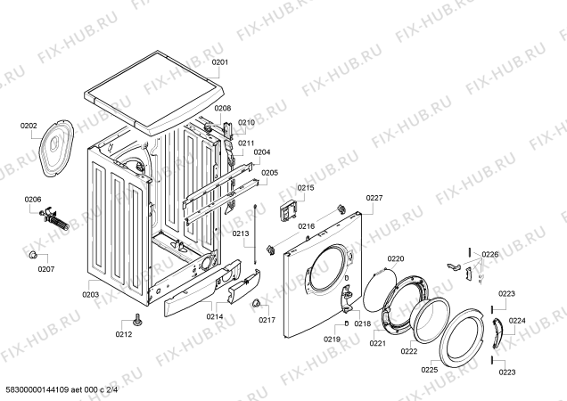Взрыв-схема стиральной машины Bosch WAE20463TR - Схема узла 02
