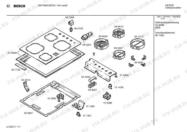 Схема №1 NKT692CBR с изображением Инструкция по эксплуатации для плиты (духовки) Bosch 00520096