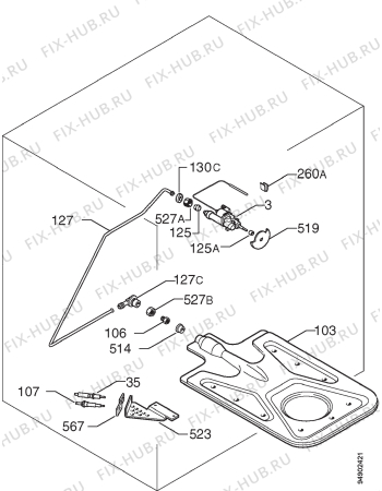 Взрыв-схема плиты (духовки) Zanussi ZBG732X - Схема узла Functional parts 267