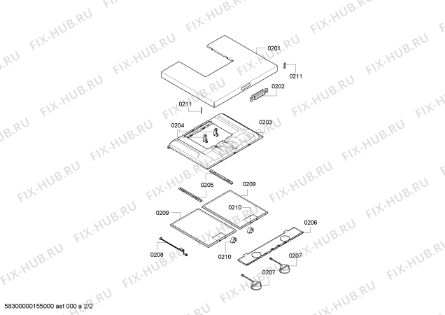 Взрыв-схема вытяжки Siemens LC67BC520 - Схема узла 02