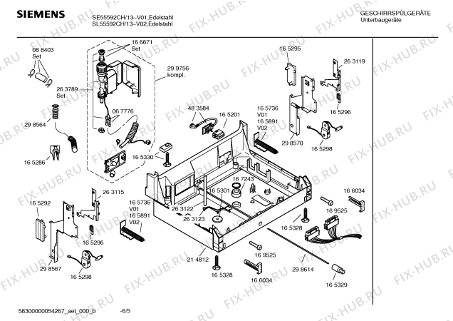 Взрыв-схема посудомоечной машины Siemens SL55592CH - Схема узла 05