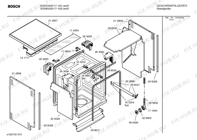 Взрыв-схема посудомоечной машины Bosch SGS8522II Exklusiv - Схема узла 03
