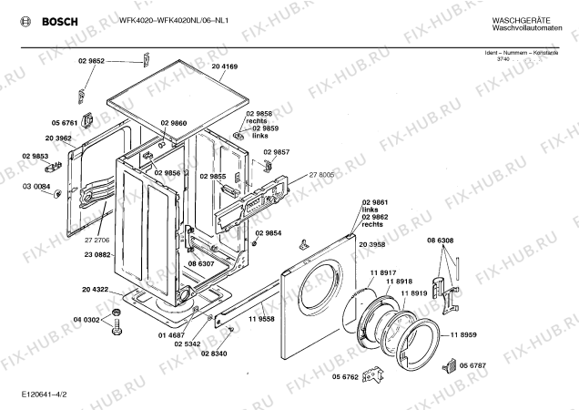 Схема №4 WFK4020NL WFK4020 с изображением Панель управления для стиралки Bosch 00277725