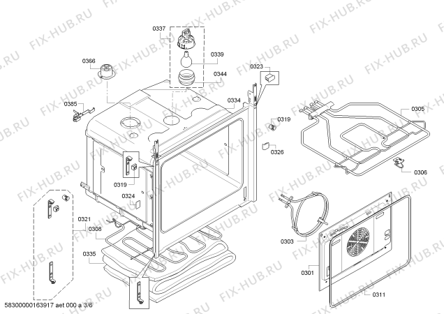 Взрыв-схема плиты (духовки) Bosch HBL33B550B Bosch - Схема узла 03