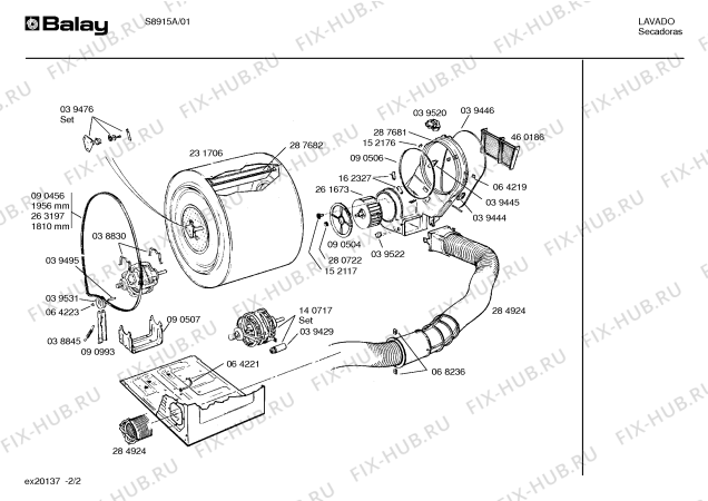 Схема №2 S8915A с изображением Панель управления для сушилки Bosch 00295126