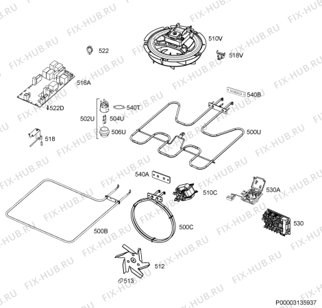 Взрыв-схема плиты (духовки) Ikea KULINARISK 00421086 - Схема узла Electrical equipment