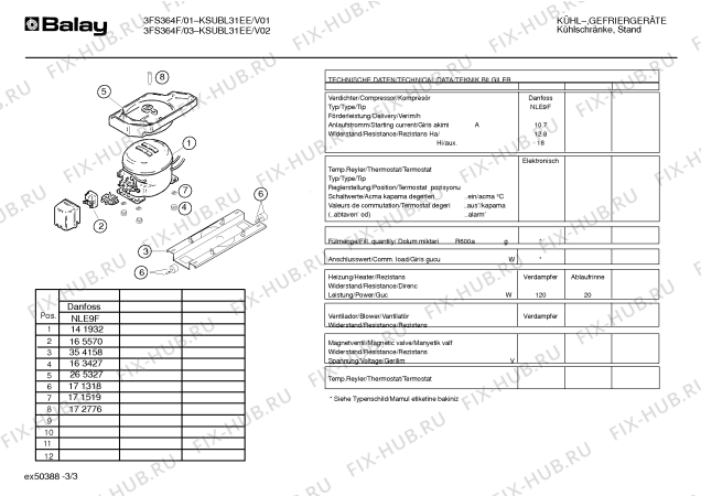 Взрыв-схема холодильника Balay 3FS364F - Схема узла 03