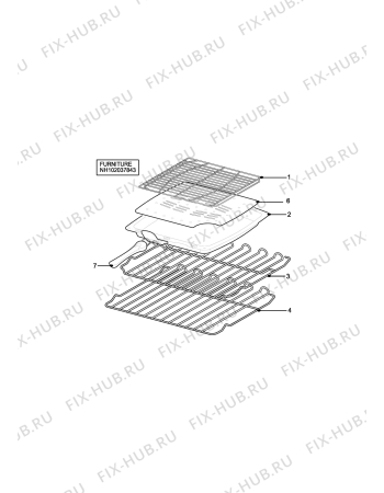 Взрыв-схема плиты (духовки) Zanussi ZCE7701X - Схема узла H10 Furniture