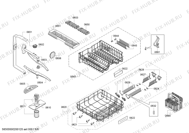 Взрыв-схема посудомоечной машины Bosch SMU46GS00D Exclusiv - Схема узла 06