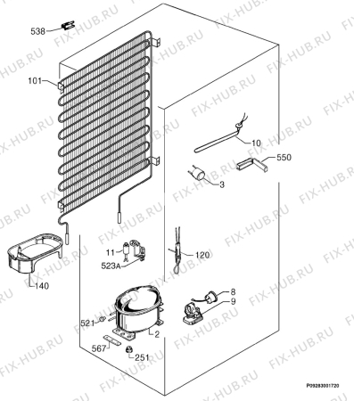 Взрыв-схема холодильника Aeg S3253-6DT - Схема узла Cooling system 017