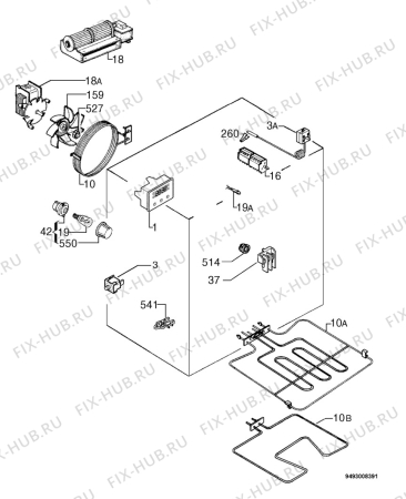 Взрыв-схема плиты (духовки) Zanussi BMS841W - Схема узла Electrical equipment 268