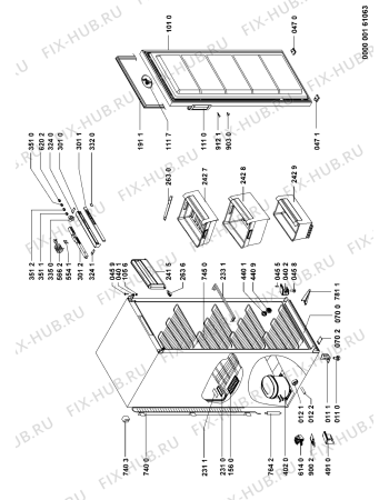 Схема №1 AFG 8131/S с изображением Дверка для холодильной камеры Whirlpool 480132100364