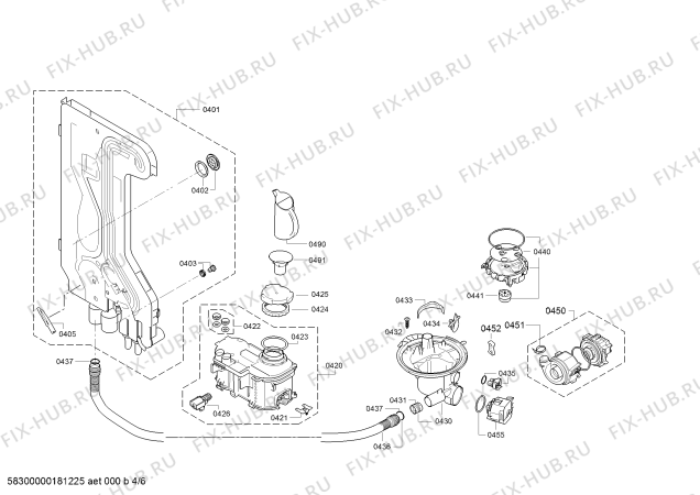 Взрыв-схема посудомоечной машины Siemens SN64E007EU - Схема узла 04