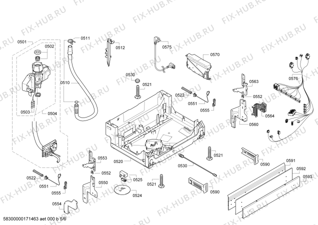 Взрыв-схема посудомоечной машины Bosch SMU50D12SK SielencePlus - Схема узла 05