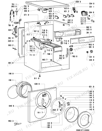 Схема №2 AWP 071 с изображением Обшивка для стиралки Whirlpool 481945328093