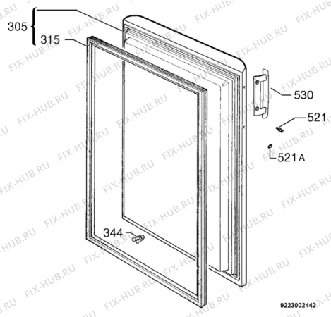 Взрыв-схема холодильника Zanussi Electrolux ZEF90W - Схема узла Door 003